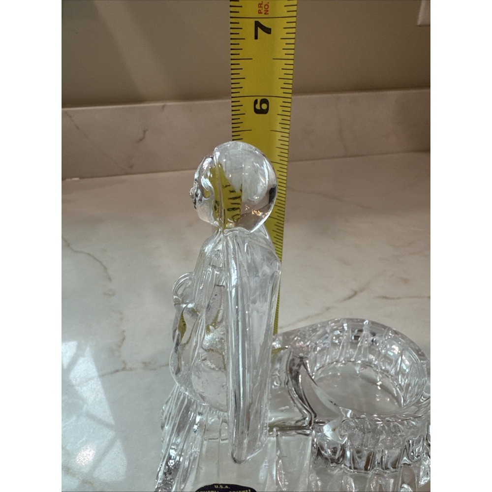 USA Crystal/Cristal Lead DePlomb Clear Glass Heavy Angel Votive Candle Holder - Picture 7 of 8